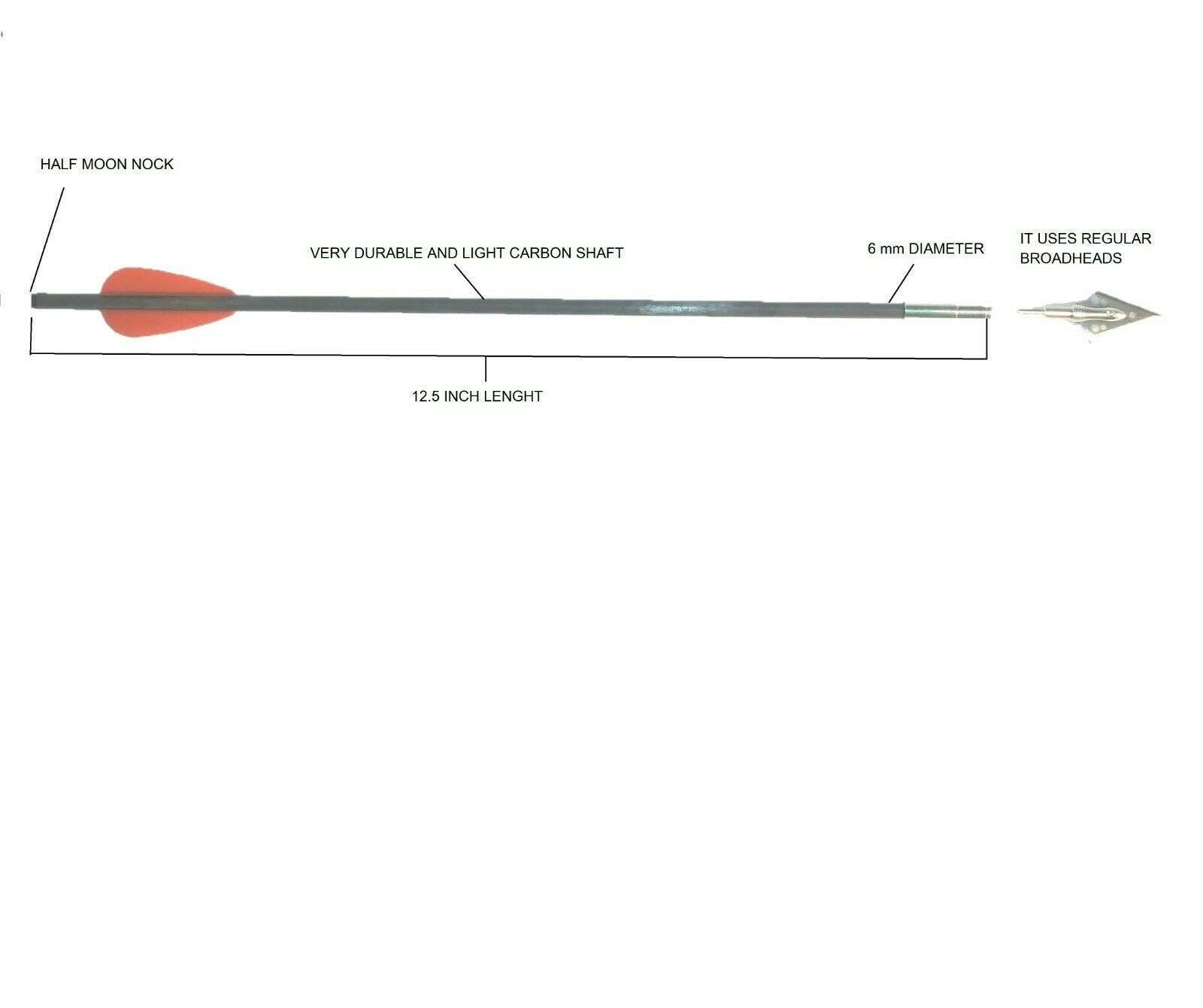 Fishing Carbon Bolts for Mini Striker and 80lb Pistol Crossbows (pack of 5) - Image 2